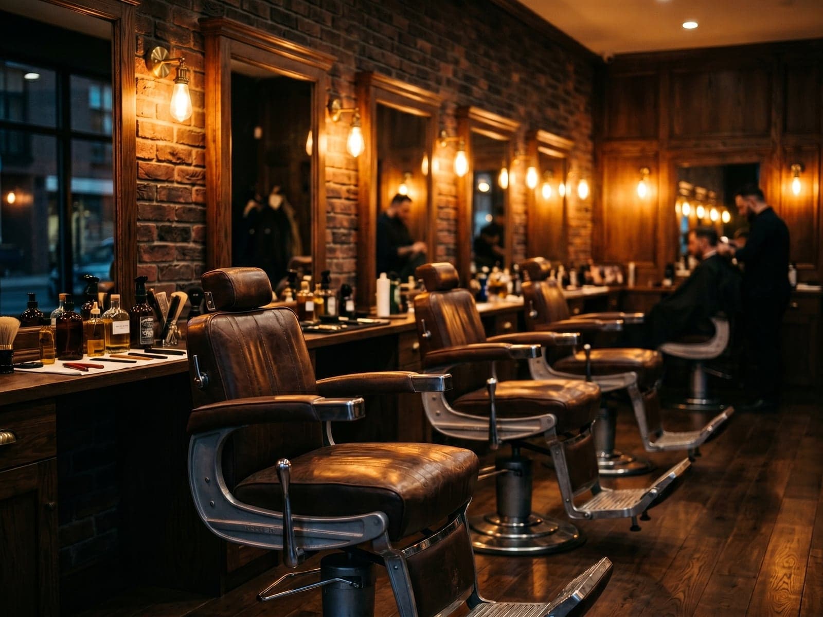 Luxe Cuts interior with leather chairs